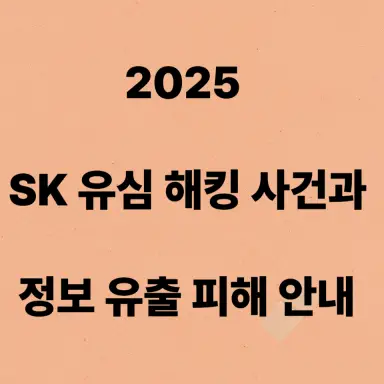 2025 SK 유심 해킹 사건과 정보 유출 피해 안내